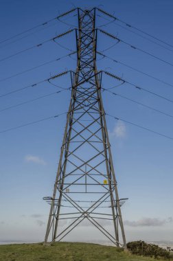 Mavi gökyüzüne karşı elektrik direği