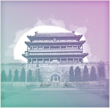 Pekin, Çin Tiananmen Meydanı 'ndaki Zhengyangmen Kapısında