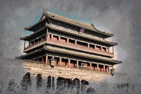 Пекін, Китай на Zhengyangmen Gatehouse на площі Тяньаньмень — стокове фото