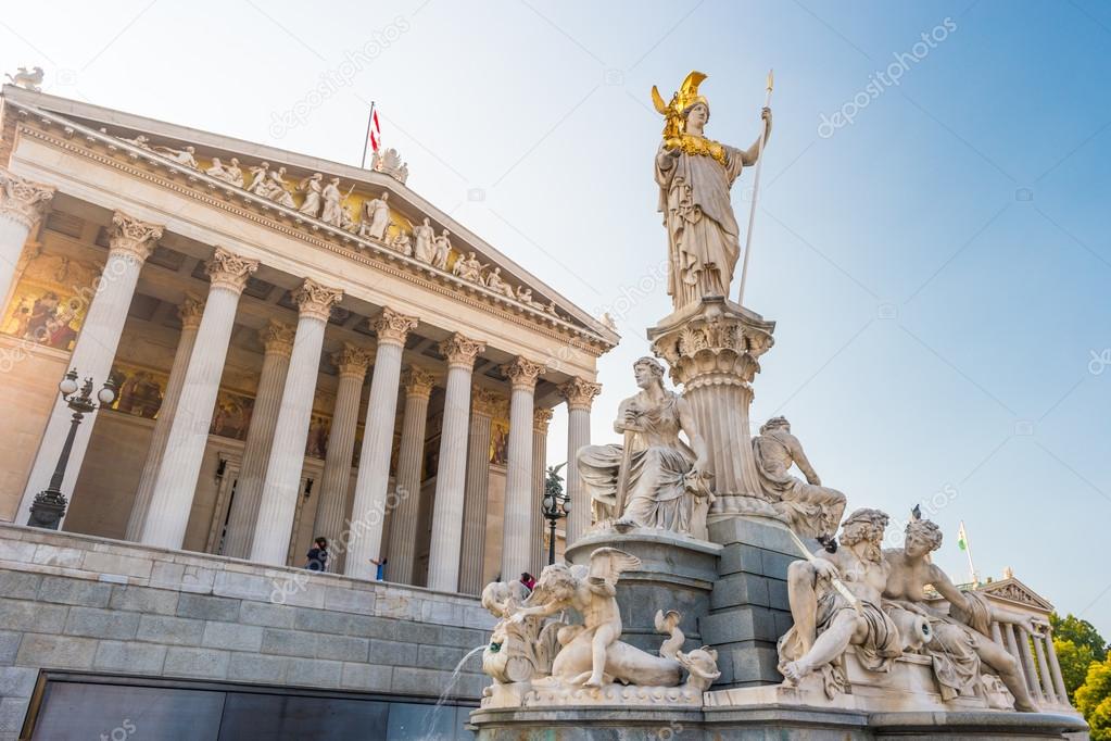 Austrian parliament building with Athena statue