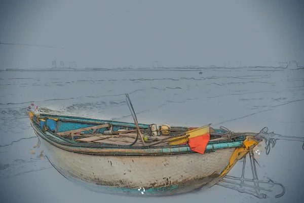 Barche sulla spiaggia della città di Da Nang, Vietnam — Foto Stock