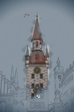 Old Town Hall Tower Münih, Almanya.