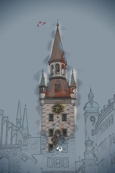 Old Town Hall Tower in München, Duitsland. — Stockfoto
