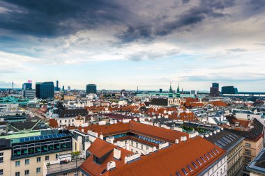Viyana çatılarının üzerinden havadan görünümü