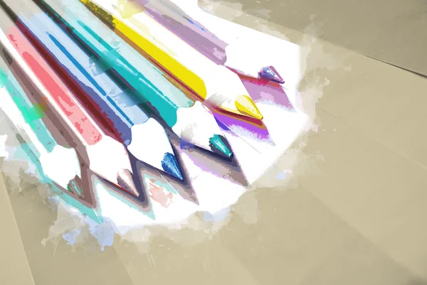 Барвисті олівці на кольоровому папері — стокове фото