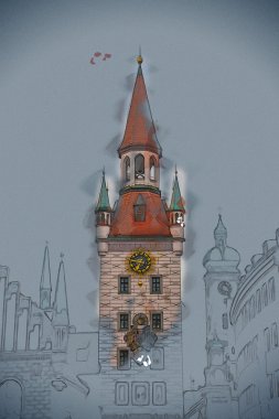 Old Town Hall Tower Münih, Almanya.