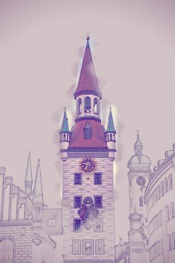 Old Town Hall Tower Münih, Almanya.