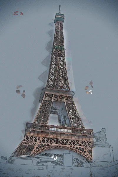 Alkonyatkor az Eiffel-torony — Stock Fotó