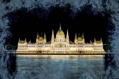 Het Hongaars parlementsgebouw met heldere en mooie illu