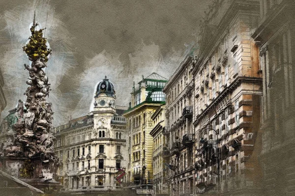 Memorial Plague column, Pestsaule on Graben street in Vienna. — Stock Photo, Image