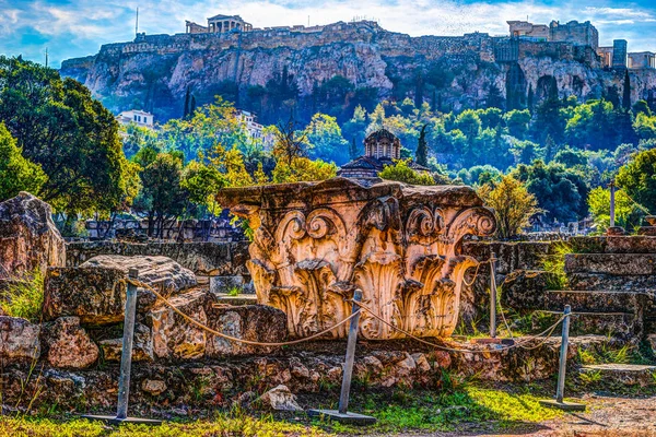 Antik Agora, Atina ve Yunanistan 'dan Akropolis' e bakış. — Stok fotoğraf