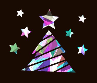 Üçgen simgesiyle düz Noel ağacı.