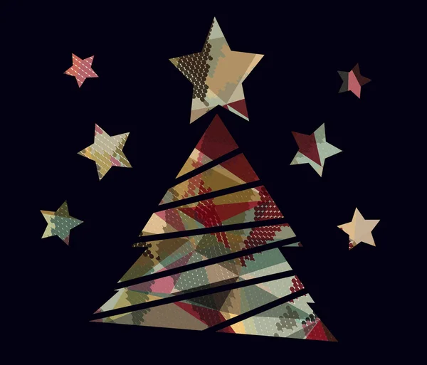 Icône d'arbre de Noël plat avec triangles . — Image vectorielle