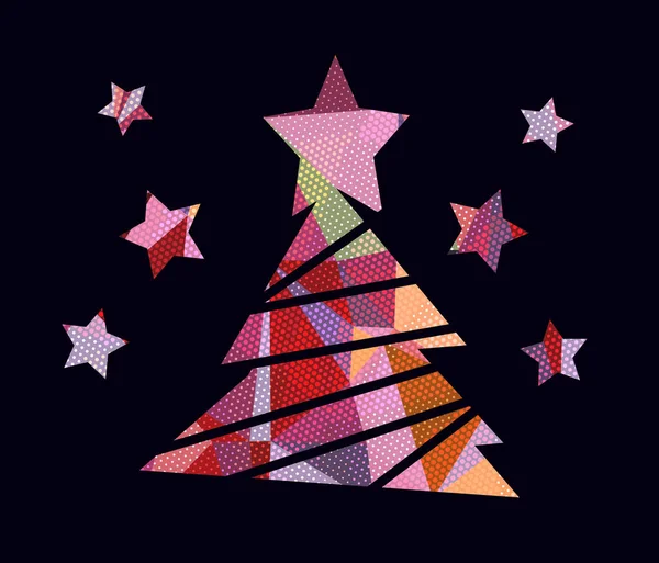 Icône d'arbre de Noël plat avec triangles . — Image vectorielle