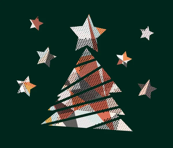 Icône d'arbre de Noël plat avec triangles . — Image vectorielle