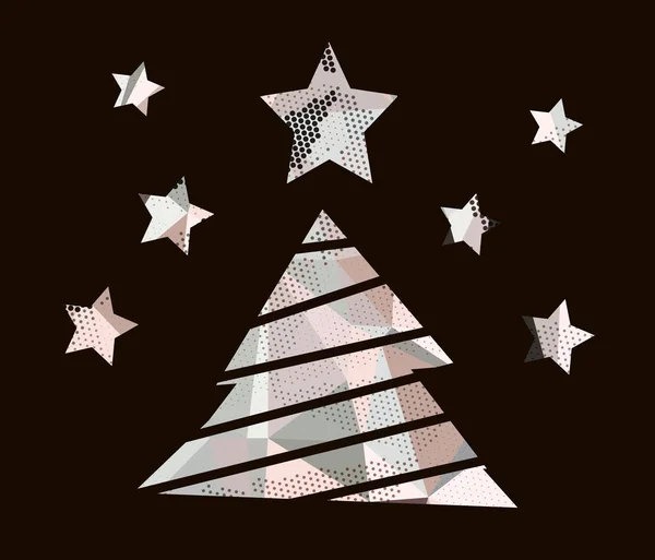 Icône d'arbre de Noël plat avec triangles . — Image vectorielle