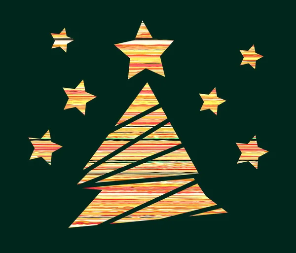 Icône d'arbre de Noël plat avec triangles . — Image vectorielle