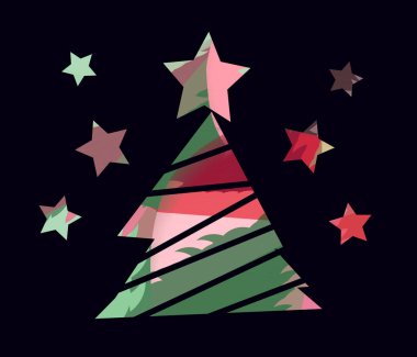 Üçgen simgesiyle düz Noel ağacı.