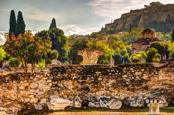 Vista sull'Acropoli dall'antica agorà, Atene, Grecia . — Foto Stock