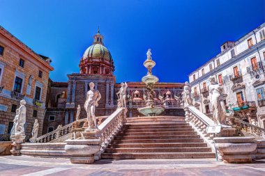Ünlü Barok Piazza Pretoria, Palermo, Sicilya yazıklar Çeşmesi