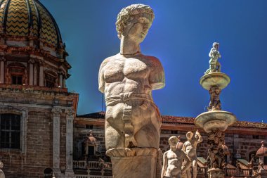 Ünlü Barok Piazza Pretoria, Palermo, Sicilya yazıklar Çeşmesi