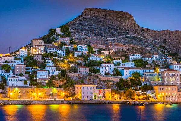 Hydra island en sommarnatt i Grekland. — Stockfoto