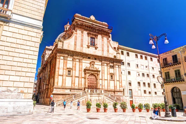 Vista da Piazza Bellini em Palermo, Sicília, Itália — Fotografia de Stock