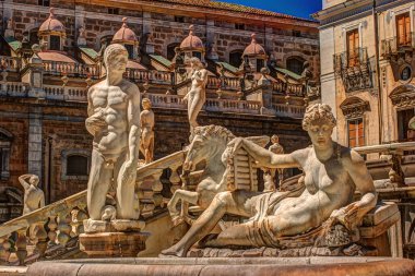 Ünlü Barok Piazza Pretoria, Palermo, Sicilya yazıklar Çeşmesi