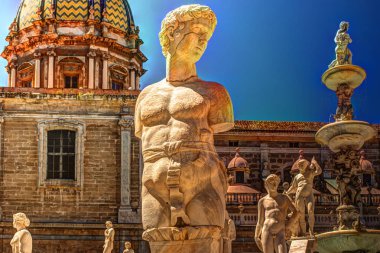 Ünlü Barok Piazza Pretoria, Palermo, Sicilya yazıklar Çeşmesi
