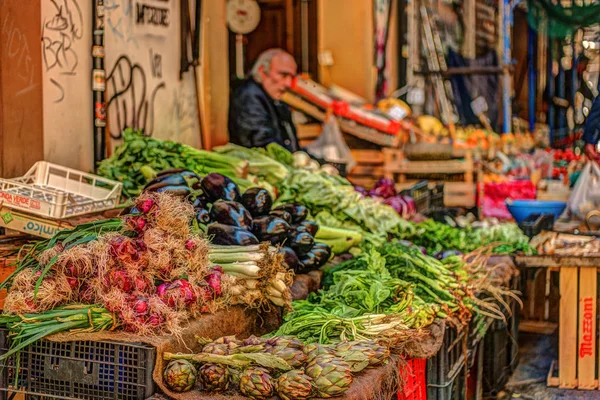 A Palermo piacon friss zöldségek — Stock Fotó