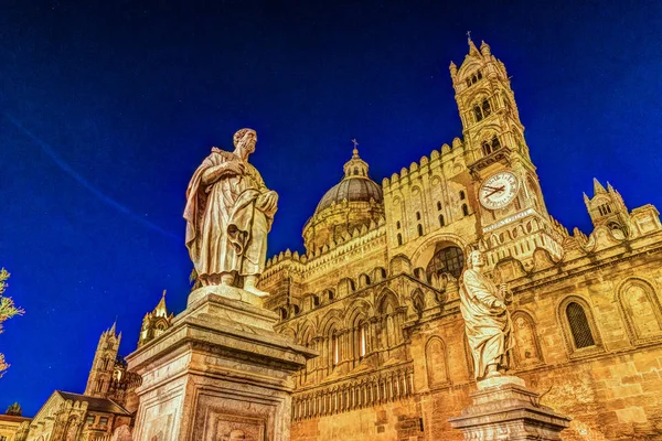 Cattedrale di Palermo di notte — Foto Stock