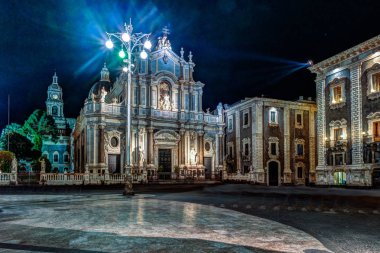 Piazza Duomo Katedrali Santa Agatha, Catania Sicilya, İtalya ile