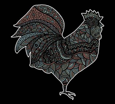 Bir horoz şeklinde el çizilmiş kroki