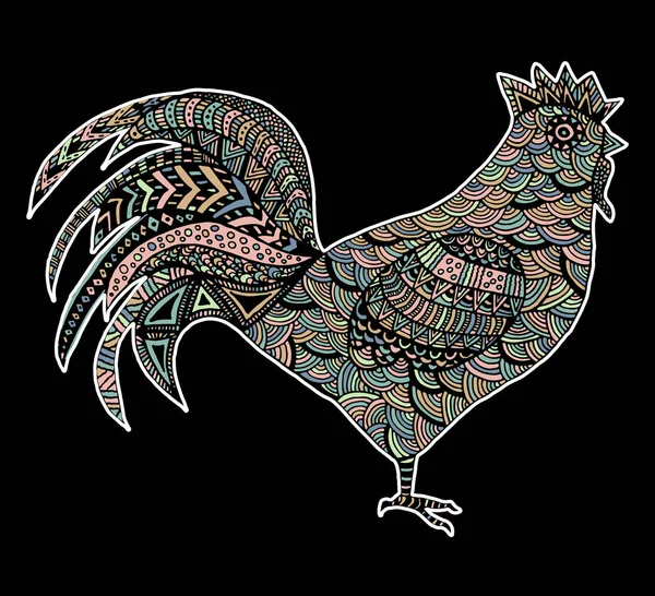 Dibujo dibujado a mano en forma de gallo — Archivo Imágenes Vectoriales