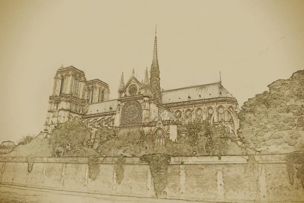Église Notre-Dame, vue de la seine — Photo