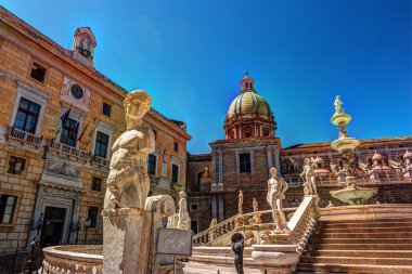 Ünlü Barok Piazza Pretoria, Palermo, Sicilya yazıklar Çeşmesi