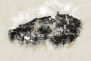 Capdepera kale Mallorca yeşil tepe üzerinde