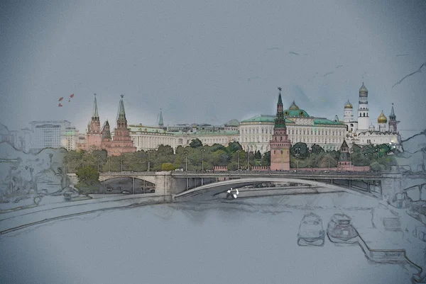 El río Moscú y el Kremlin —  Fotos de Stock