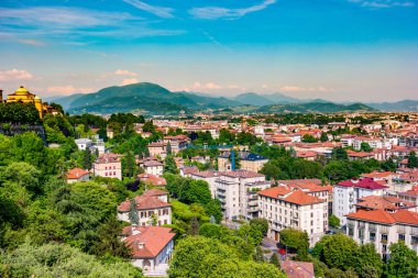 Panoramik Citta Alta, eski şehir. Bergamo