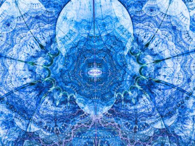 Güzel mavi arka plan ile soyut çiçek veya kar tanesi.