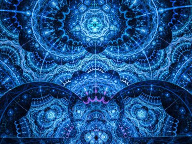 Güzel mavi arka plan ile soyut çiçek veya kar tanesi.