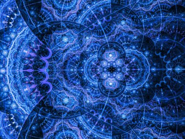 Güzel mavi arka plan ile soyut çiçek veya kar tanesi.