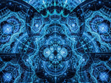 Güzel mavi arka plan ile soyut çiçek veya kar tanesi.