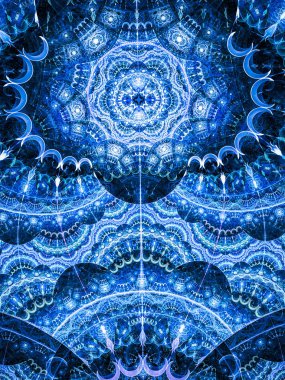 Güzel mavi arka plan ile soyut çiçek veya kar tanesi.