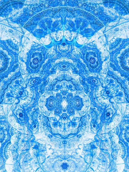 Vackra blå bakgrund med abstrakt blomma eller snöflinga. — Stockfoto