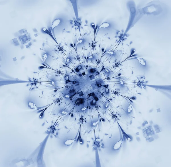 Beautiful blue background with abstract flower or snowflake. — Stock Photo, Image