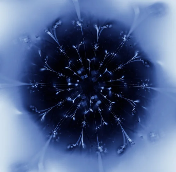 美丽的蓝色背景与抽象花或雪花. — 图库照片