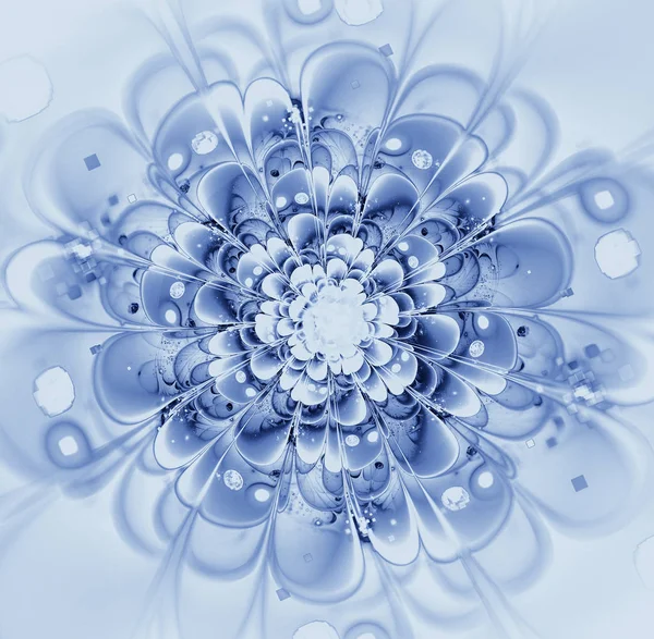 抽象的な花や雪の結晶と美しい青色の背景. — ストック写真