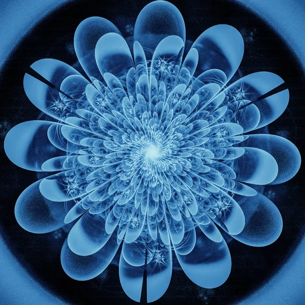 Beau fond bleu avec fleur abstraite ou flocon de neige . — Photo