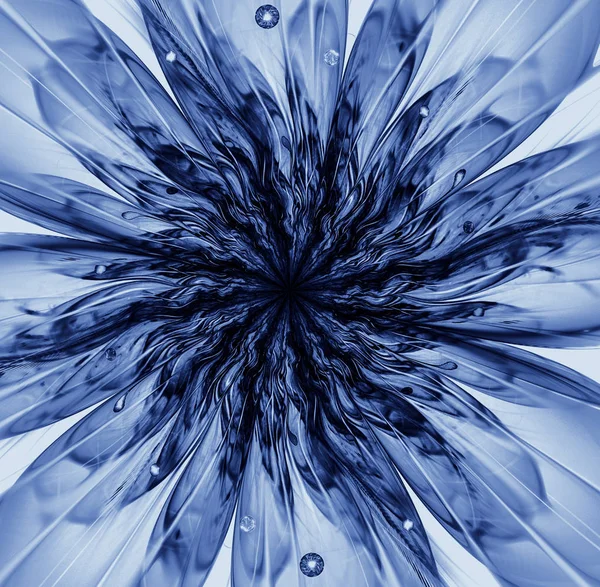 Hermoso fondo azul con flor abstracta o copo de nieve . — Foto de Stock